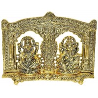 OkaeYa Gift Aluminium Laxmi Ganesh God Idol (27 cm x 18 cm x 12 cm, Gold)